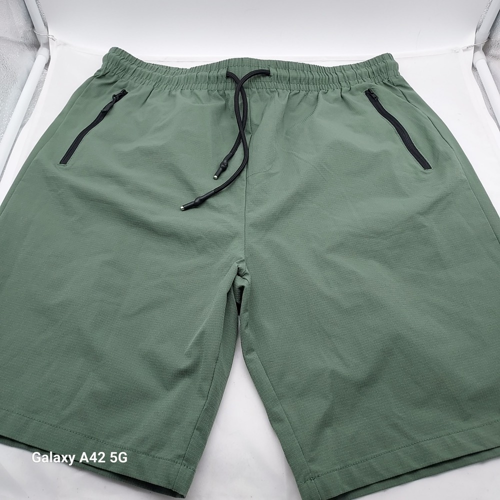 Nomad by Craft + Flow Mens Moss Green Ripstop Shorts‎ Zipper Pockets Large